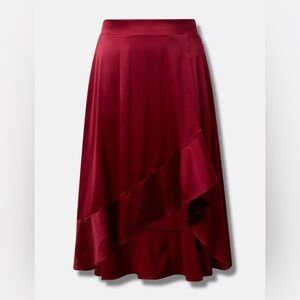 Torrid Midi Stretch Satin Hi-Low Women's Skirt NWT